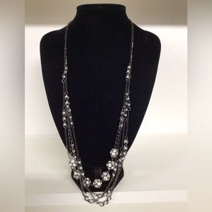 Layered necklace with pearls and jewels